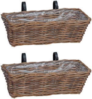 vidaXL Hängender Blumentopf Korb 2 pcs Braun 48 x 22 x 15 cm 42020968