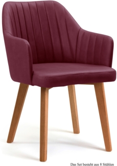 Armlehnstuhl (8er-Set) Dasi 58 x 81 x 60 Eiche geölt/Marsala