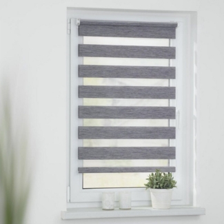 Lichtblick Sonnenschutzsysteme GmbH Doppelrollo Askersund 100 cm x 150 cm (BxL) Dunkelgrau modernes Duo Rollo mit aufregenden Designs; Klemm- und schraubbar; Lichtdurchlässig und blickdicht