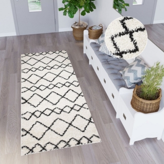 Tapiso Hochflor-Läufer DELHI, rechteckig, Höhe: 30 mm, Langflor Shaggy Modern Design Flauschig Wohnzimmer Schlafzimmer