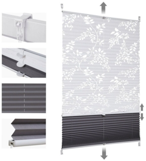 Sekey Plissee Day+Night Doppelplissee Verdunkelung ohne Bohren verspannt Lichtschutz, ohne Bohren, Klemmfix, Lichtdurchlässig und 100% verdunkelnd – Verdunkelung frei umschaltbar