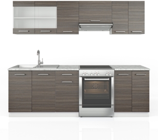 Küchenzeile Raul Edelgrau/Weiß 240 cm , AP Marmor Vicco