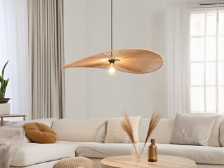 Große Pendelleuchte LAURINE geflochten aus Papiergarn Lampenschirm, Ø 78cm