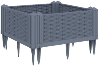 vidaXL Pflanzkasten mit Erdspießen Blaugrau 42,5x42,5x28,5 cm PP 368004