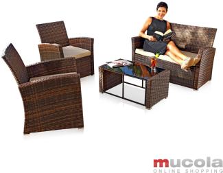 4-TLG RATTANSOFA SET SITZGARNITUR GARTENMÖBEL POLYRATTAN SOFA MÖBEL LOUNGE M01