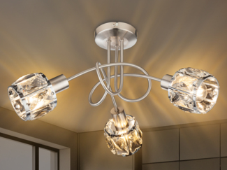 GLOBO LIGHTING LED Deckenleuchte, Dimmfunktion, LED wechselbar, warmweiß, ausgefallene mit Kristall Lampen-schirm mehrflammig Treppenhaus Ø 38cm