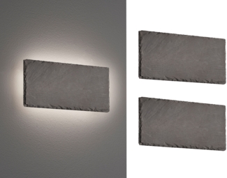 2er SET flache LED Innen Wandleuchten aus Naturschiefer, Breite 25cm