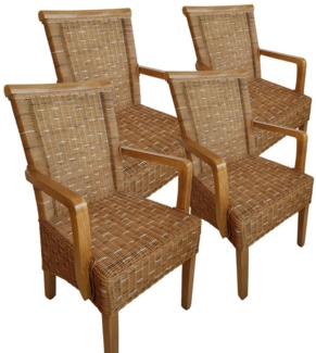 Amagohome Armlehnstuhl Esszimmer Stühle mit Armlehnen Rattanstühle braun Perth Korbstuhl Sess