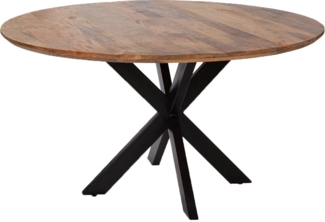 Massivholztisch Avola - rund 110 cm - Mangoholz - Gestell Kreuz-Form