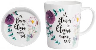 Maxwell & Williams Royal Botanic Garden Becher mit Untersetzer Flower Bloom, Geschenkbox, Bone China Porzellan, DX0316