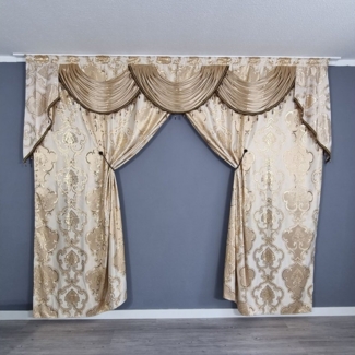Gardinen by Justyna Verdunkelungsvorhang Barock Gardine Beige, Kräuselband, blickdicht, Polyester, Verdunkelung,Kräuselband,Verdunkelt,Barock Stil,Orientalisch Perde