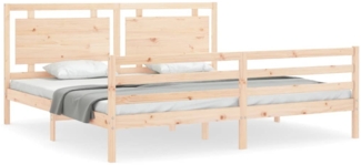 vidaXL Massivholzbett mit Kopfteil 200x200 cm 3194071