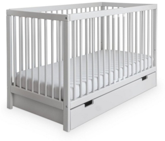 Ehrenkind Babybett PUR aus massivem Buchenholz, flexibel höhenverstellbar, Gitterbett, Kinderbett 9-Fach höhenverstellbar mit entnehmbaren Stangen Baby Bett