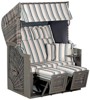 SunnySmart Strandkorb Rustikal 285 Z SUN Edition, BxTxH: 125,00x85,00x160,00 cm, 3/4 Lieger, Ostsee-Modell, (inklusive 1 Seitentisch), 2-Sitzer, Selbstbausatz, Akazienholz