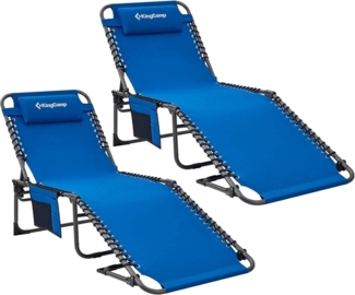 Campingliege Sonnenliege Gartenliege verstellbar Klappbett Set Blau