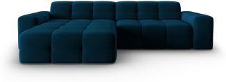 Micadoni 4-Sitzer Samtstoff Ecke links Sofa Kendal | Bezug Navy Blue | Beinfarbe Black Beech Wood
