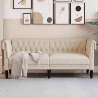 Chesterfield-Sofa 2-Sitzer Creme Stoff (Farbe: Creme)