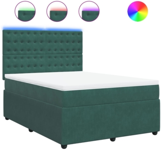vidaXL Boxspringbett mit Matratze Dunkelgrün 140x200 cm Samt 3294673