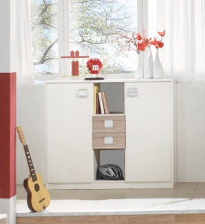 Highboard Jalta Kommode weiß eiche sägerau