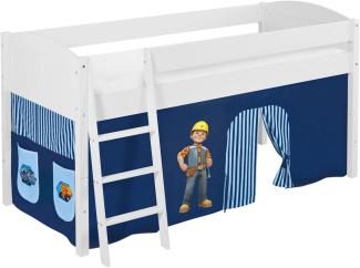 Lilokids 'Ida 4106' Spielbett 90x200 cm, Bob der Baumeister, Kiefer massiv, mit Vorhang