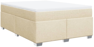 vidaXL Boxspringbett mit Matratze Creme 140x190 cm Stoff 3285135