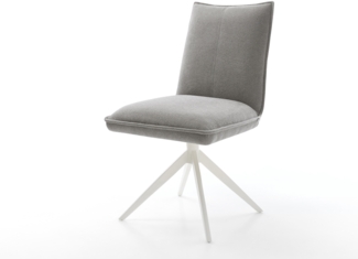 Drehstuhl Lelio-Flex Strukturstoff Soft Grau Kreuzgestell breit Weiß 360° drehbar Wippfunktion Taschenfederkern