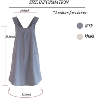 1er-Pack – Weiche Schürze aus Baumwolle und Leinen – Gekreuzte Rückseite – Japanischer Stil – Perfekt zum Kochen, für Einweihungspartys, tägliche Hausarbeiten (Khaki, 28,3 x 35,4 Zoll)