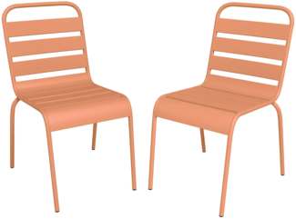 Vente-unique - Gartenstuhl stapelbar 2er-Set - Metall - Pfirsich - MIRMANDE von MYLIA