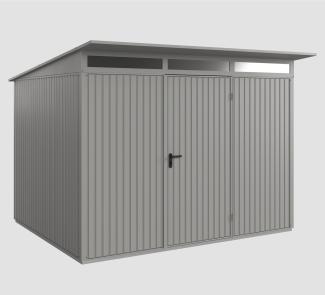 Hörmann Ecostar Metall-Gerätehaus Trend mit Pultdach Typ 3, 238 x 303 cm , graualuminium, 7,2 m²,1-flüglige Tür