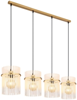 GLOBO LIGHTING Pendelleuchte, Leuchtmittel nicht inklusive, Pendellampe Esstischleuchte Metall Glasstäbe gold 4 Flammig H 140 cm