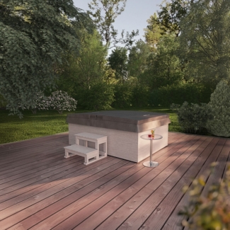 HOME DELUXE Outdoor Whirlpool NIMBUS DELUXE mit Treppe und Thermoabdeckung - 190 x 140 cm für 2 Personen