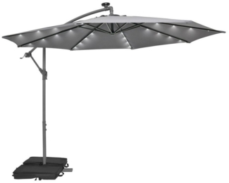 COSTWAY Sonnenschirm Gartenschirm, mit Ständer, 40 Solar LED Leuchten