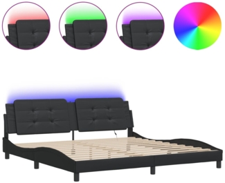 vidaXL Bettgestell mit LED ohne Matratze "Zadar" Schwarz 200x200 cm Kunstleder 3214131