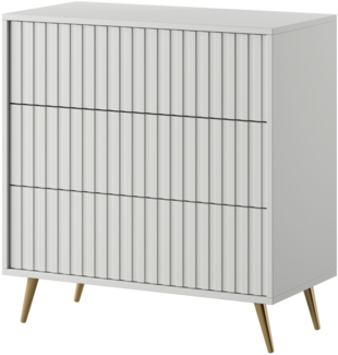 Selsey 'Bello' - Sideboard mit 3 Schubladen, weiß mit goldenen Beinen, 78 x 79 x 38 cm