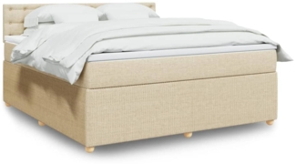 vidaXL Boxspringbett mit Matratze Creme 180x200 cm Stoff 3287554