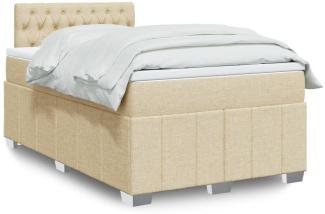 vidaXL Boxspringbett mit Matratze Creme 120x200 cm Stoff 3289347