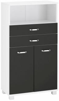 Schildmeyer Midischrank Colli in verschiedenen Farben Breite 60 cm, Badezimmerschrank mit Metallgriffen, Ablageboden