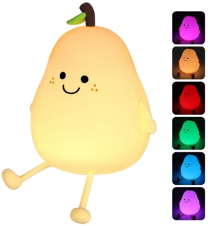 BlingBin LED Nachtlicht Lächeln Birne Silikon Stilllicht, 7 Farben Dimmbar Nachttischlampe, Touch Dimmbar und Timing Funktion, cUSB-Aufladung, LED fest integriert, warmweißes, 7 Farben, Farbwechsel Schlaflicht Kinderzimmer Deko Geburtstag Geschenk