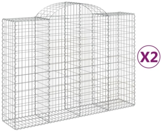vidaXL Gabionen mit Hochbogen 2 Stk. 200x50x140/160cm Verzinktes Eisen 3146362
