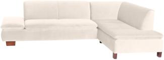 Ecksofa mit Ottomane rechts Kaye Bezug Samtvelours Buche nussbaum dunkel / creme 23076