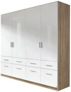 Drehtürenschrank Chile / Celle, Holzwerkstoff, Weiß, Holzfarben, 181 x 197 x 54 cm
