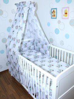 Primawela Babybettwäsche Baby Bettset- 6 teiliges Set mit Vollstoff Himmel Bettwäsche Nestchen