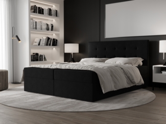 AX LIVING Boxspringbett 180x200 mit Bettkasten Dahlina Schwarz – Stil&Komfort