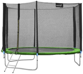 Hauki Gartentrampolin Kindertrampolin GS geprüftes Outdoor Trampolin Komplettset max. 150kg, Ø 305 cm, Gartentrampolin für Kinder Ø305cm mit Sicherheitsnest & Leiter Grün
