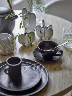 BLOOMINGVILLE Neri Cappuccinotasse mit Untertasse Schwarz Steingut