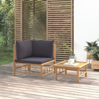 vidaXL 2-tlg. Garten-Lounge-Set mit Dunkelgrauen Kissen Bambus 362307