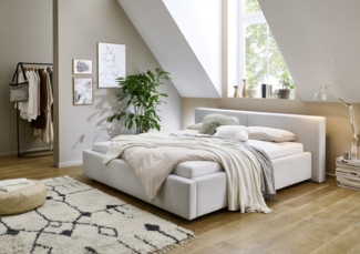 Polsterbett >Cube< Liegefläche 180x200cm, cement, Stellmaß: 220x82x227cm (BxHxT)