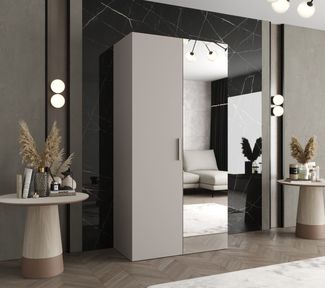 ABIKS MÖBEL Drehtürenschrank BARI 2 Schlafzimmerschrank mit Spiegel Kleiderstange und Regalen Garderobenschrank Kleiderschrank in 5 verschieden Breiten und 4 Farben