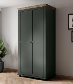 Kleiderschrank mit 2 Türen EPSOM-83 in grün mit Lefkas Eiche Nb, B/H/T: ca. 108/216/62 cm