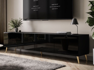 ALLHOUSE24 TV-Schrank LOGANTE 200 cm Breite Unterschrank TV Lowboard Metall Füße 200 cm Breite